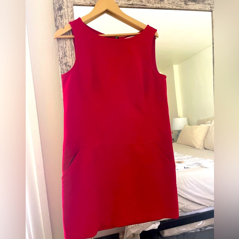 Loft Shift Mini Dress (Red) with exposed zipper